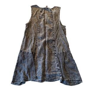 XCVI | Gray Mineral Wash Linen and Jersey Lagenlook Swing Dress | Large